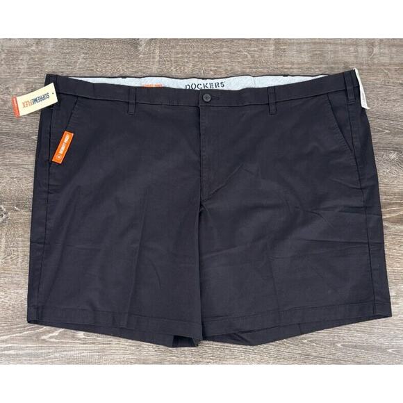 Dockers Mens Supreme Flex Ultimate Chino Shorts Slash Pockets Size 54 Black NWT - Picture 1 of 7